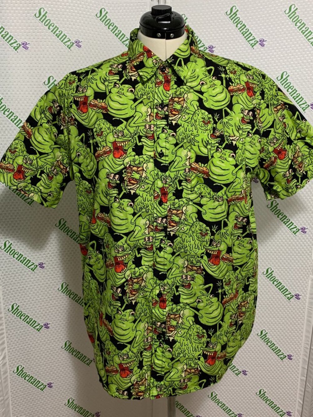 Middle Of Beyond Button Down Shirt Ghostbusters Slimer MOB Black Green Mens M